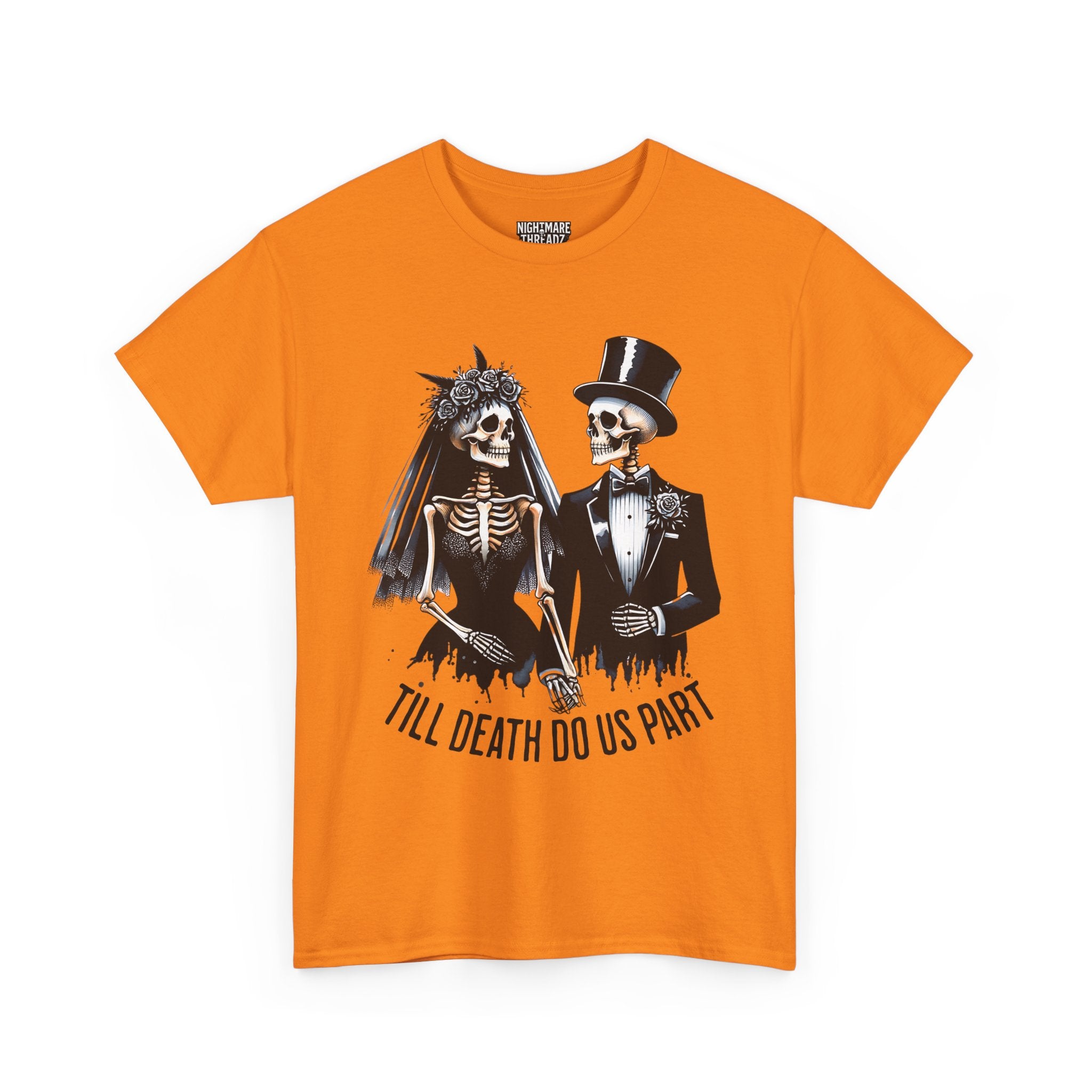 Skeleton Bride and Groom Wedding. Til Death, Tee - Horror Graphic Tee, Unisex Cotton Shirt, Halloween Costume, Horror Movie Gift, Spooky T-Shirt, Horror Fan Apparel