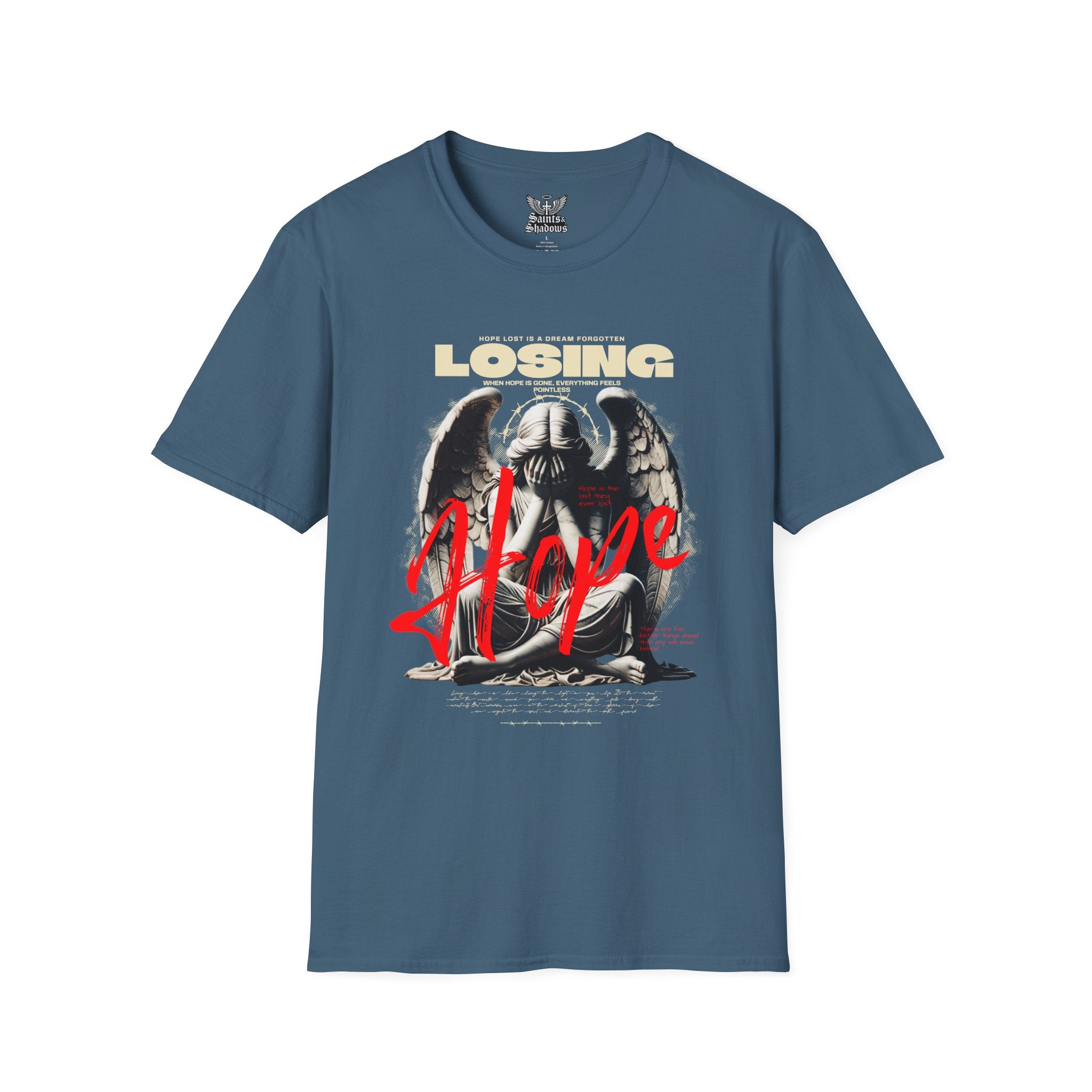 Saints and Shadows - Losing Hope, Angelic Artwork Unisex Softstyle T-Shirt, Casual Wear