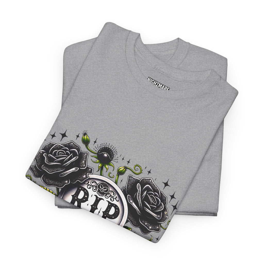 RIP to My 40s Tee, Heavy, Unisex Graphic Shirt, Birthday Gift, Casual Wear, Vintage Style, Floral Design T-shirt