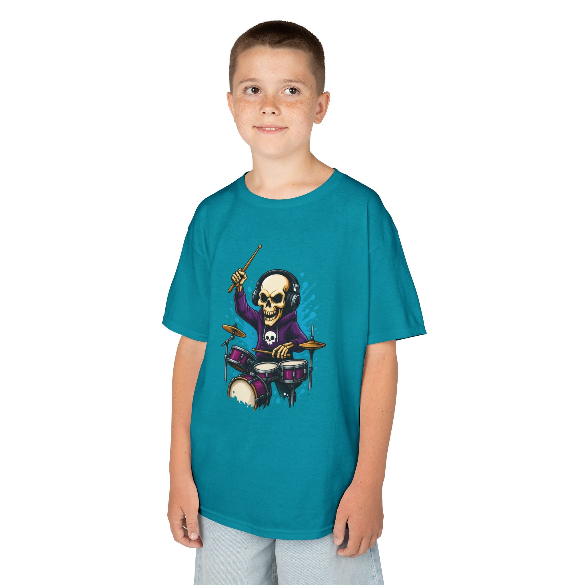 Bone Jams MC Bonez Kids Tee | Drummer Edition | Halloween Costume, Birthday Gift & Drop Dead Beats Apparel