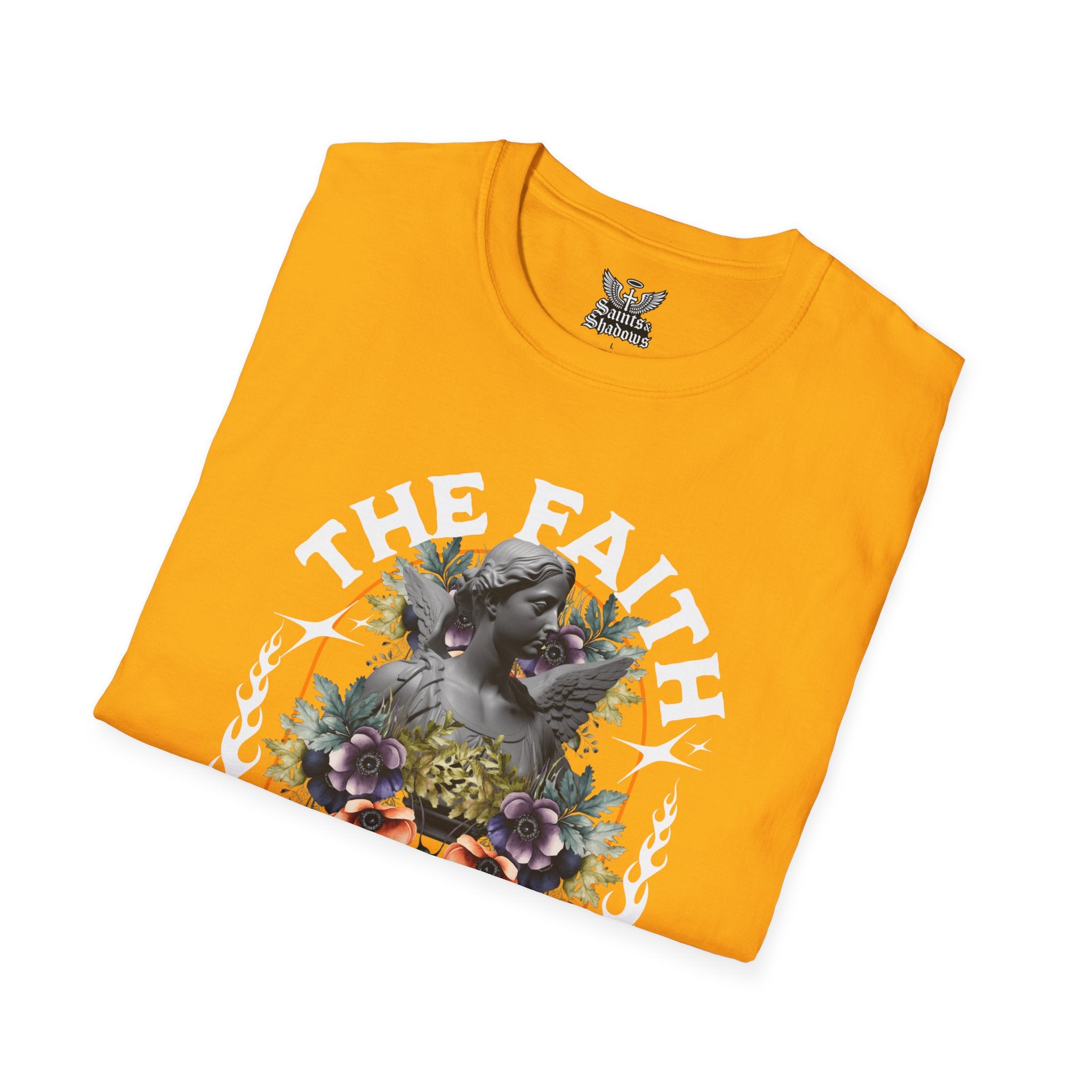 Saints and Shadows - The Faith Never Fail, Angelic Artwork Unisex Softstyle T-Shirt, Casual Wear