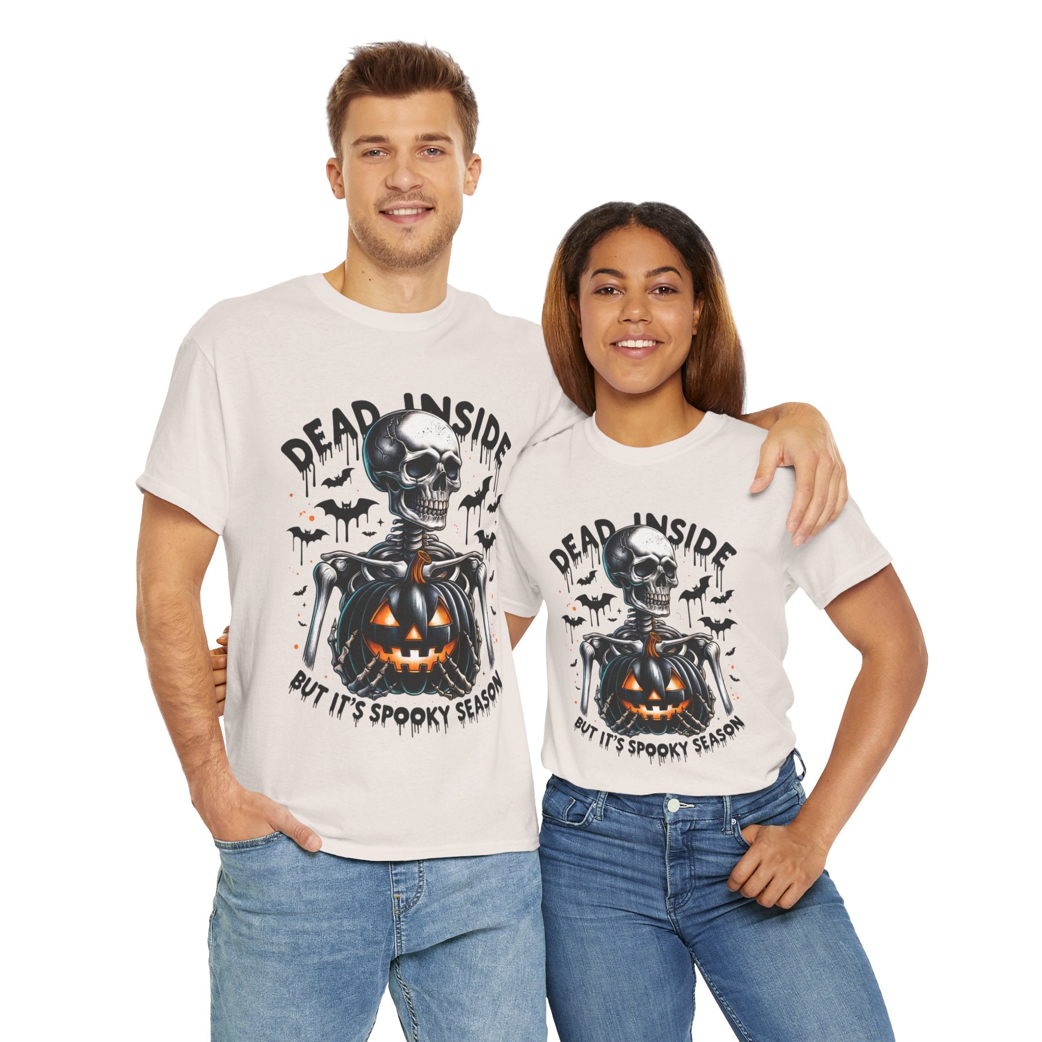 Dead Inside, Spooky Season Tee, Unisex Heavy Cotton T-Shirt, Halloween Shirt, Fun Casual Wear, Graphic Tee, Gift for Halloween Lovers