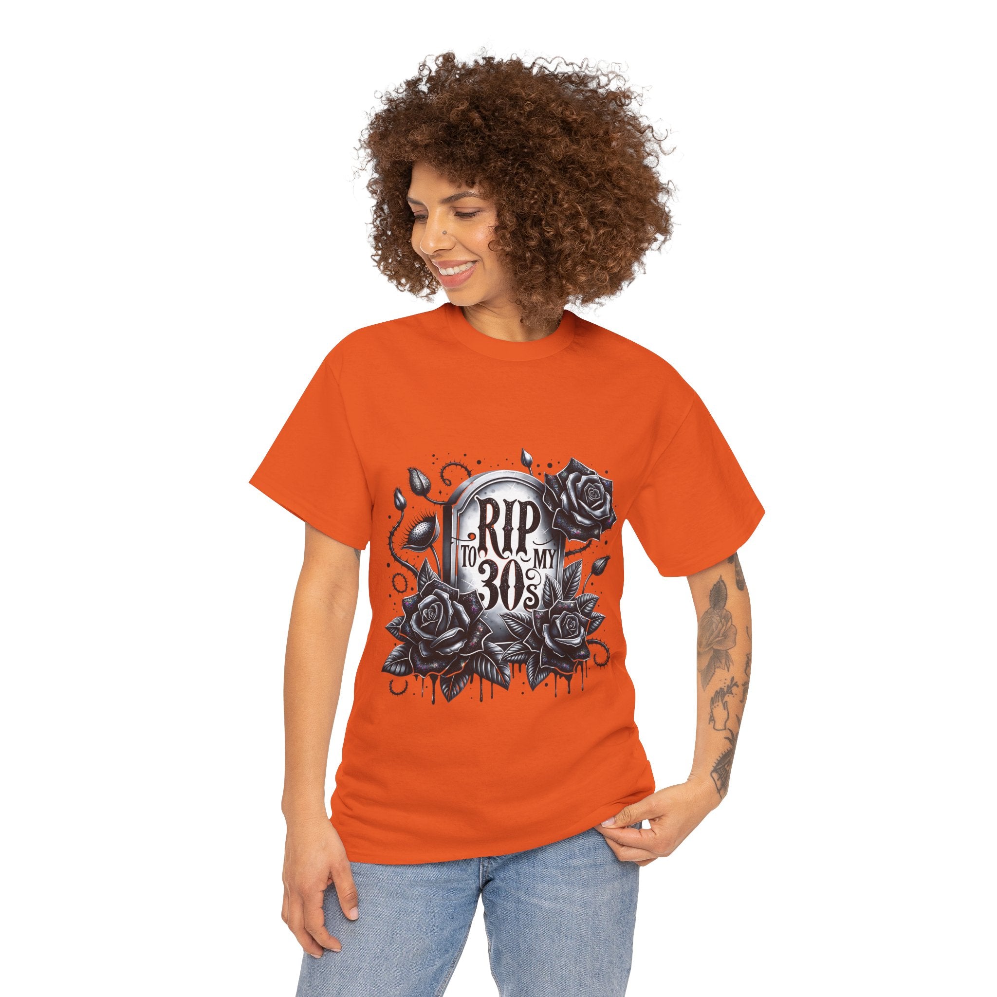 RIP to My 30s, Heavy, Unisex Graphic Shirt, Birthday Gift, Casual Wear, Vintage Style, Floral Design T-shirt
