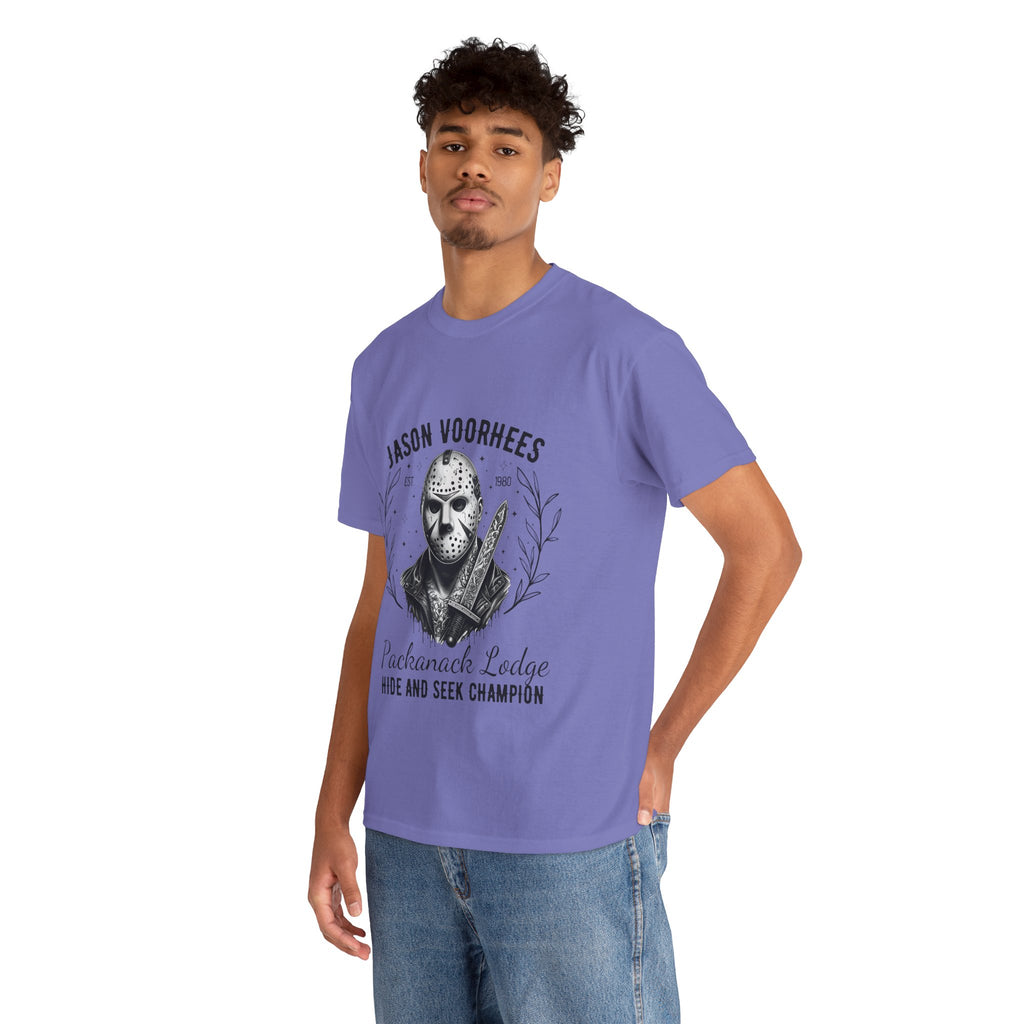 Jason Voorhees 'Hide and Seek Champion'  - Horror Graphic Tee, Unisex Cotton Shirt, Halloween Costume, Horror Movie Gift, Spooky T-Shirt, Horror Fan Apparel