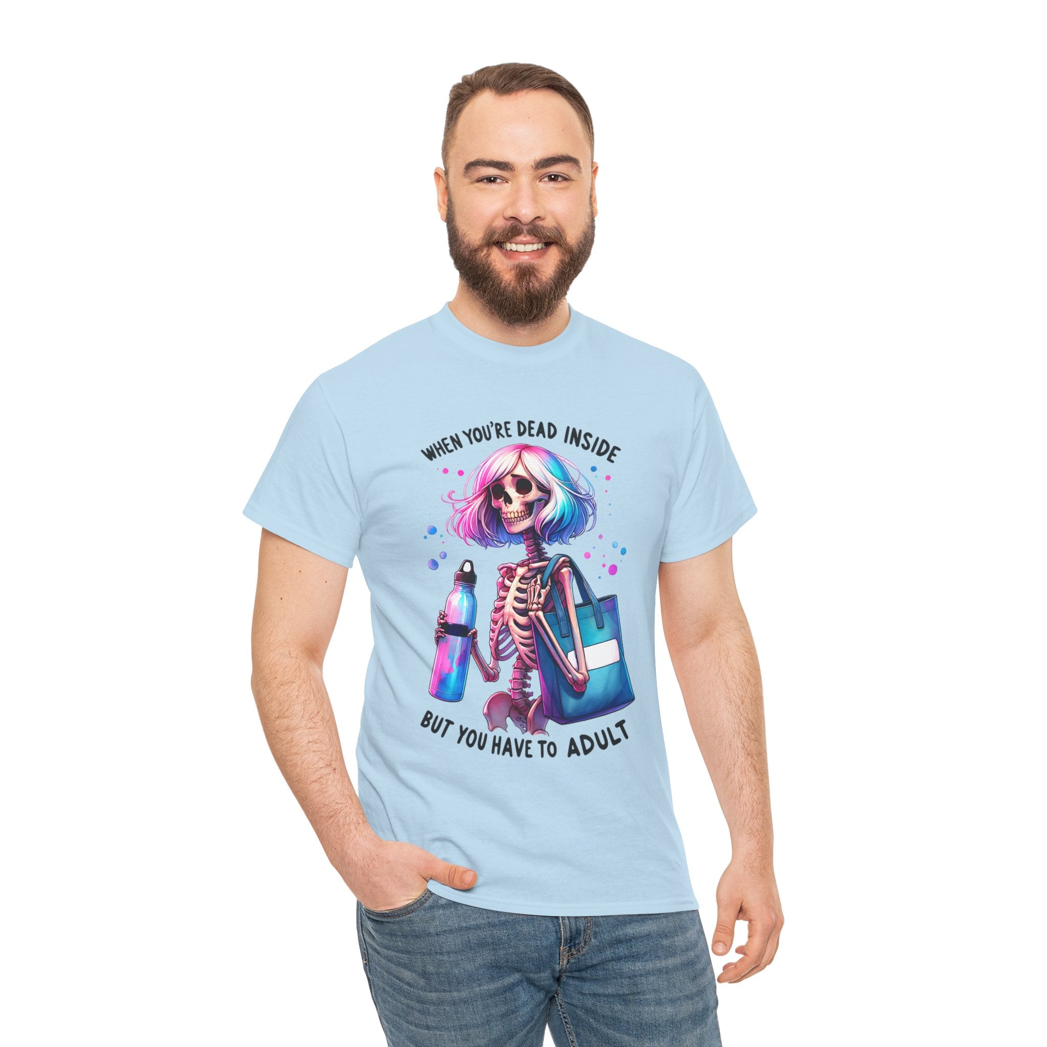 When you're dead onside, Whimsical Skeleton Tee, Funny Graphic Shirt, Perfect for Halloween, Unique Gift Idea, Casual Wear, Everyday Humor