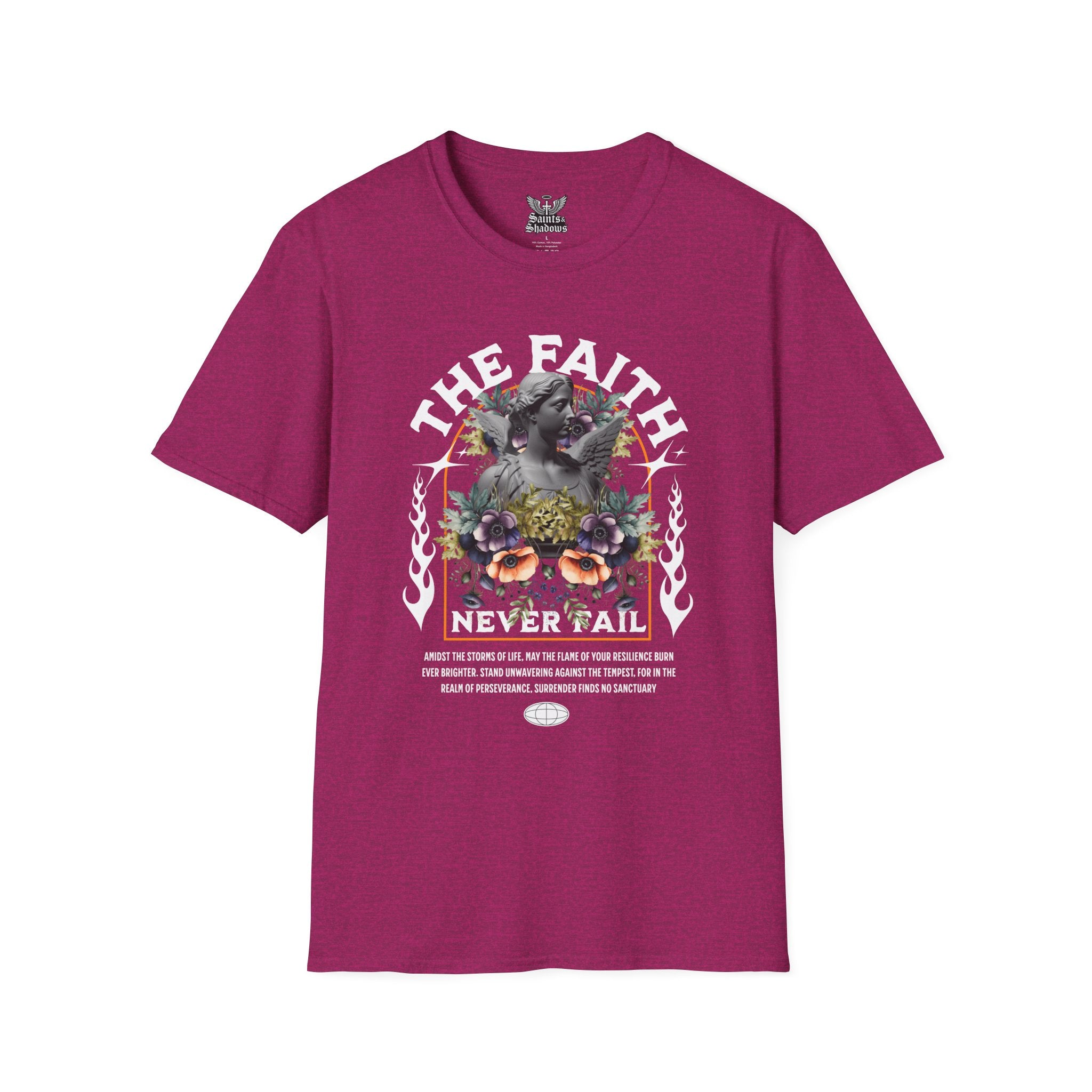 Saints and Shadows - The Faith Never Fail, Angelic Artwork Unisex Softstyle T-Shirt, Casual Wear