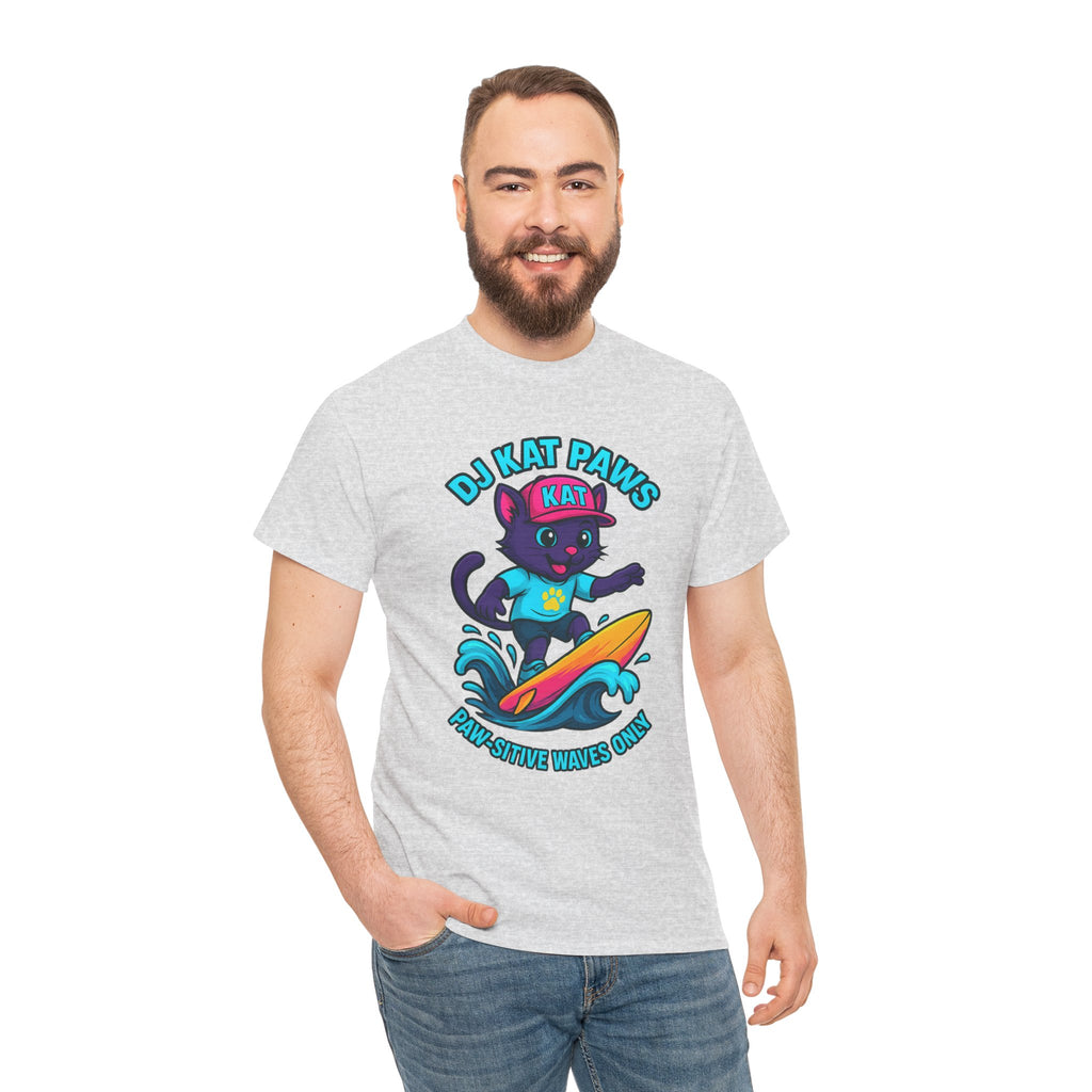 DJ KAT PAWS Paw-sitive Waves Only Surfing Tee