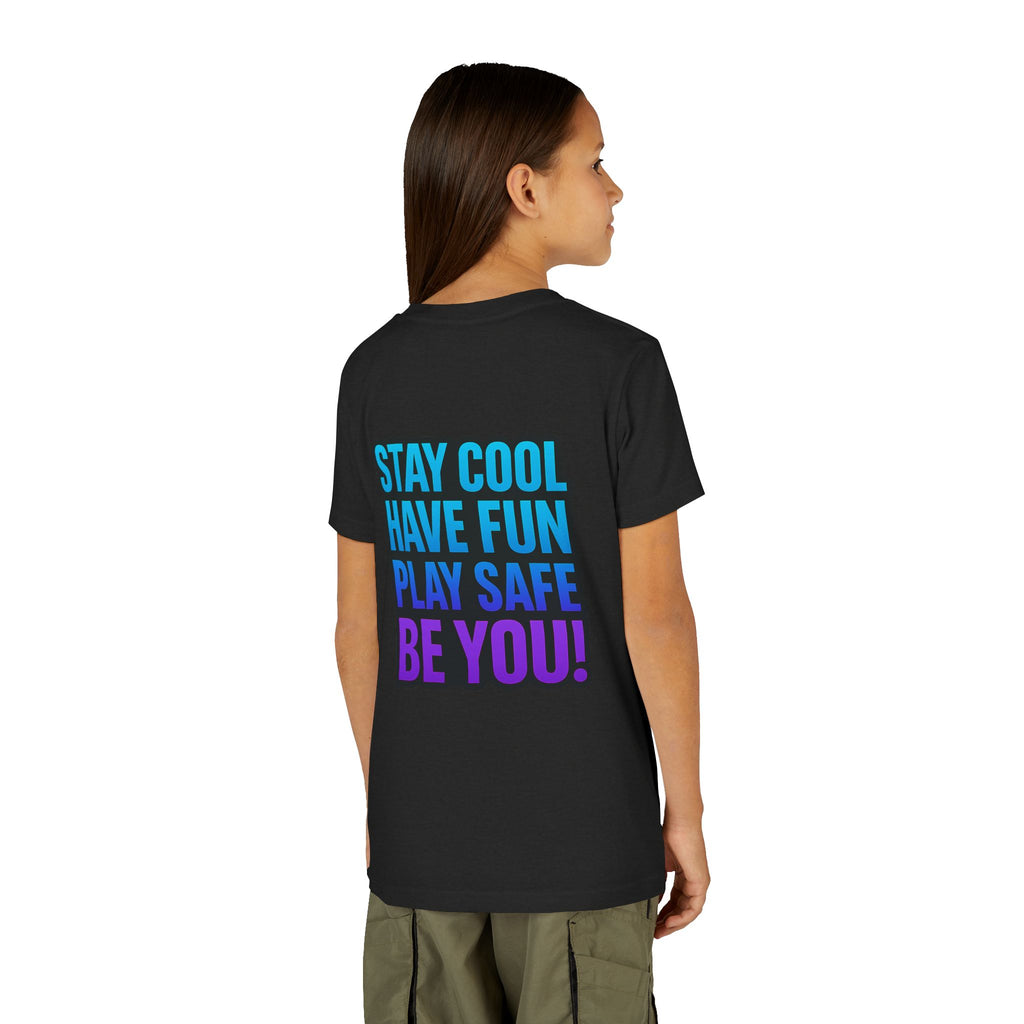 DJ KAT PAWS Paw-sitively Shredding, Skateboarding Youth Tee | Fun Summer Shirt, Motivational Kids T-Shirt, Birthday Gift for Boys & Girls