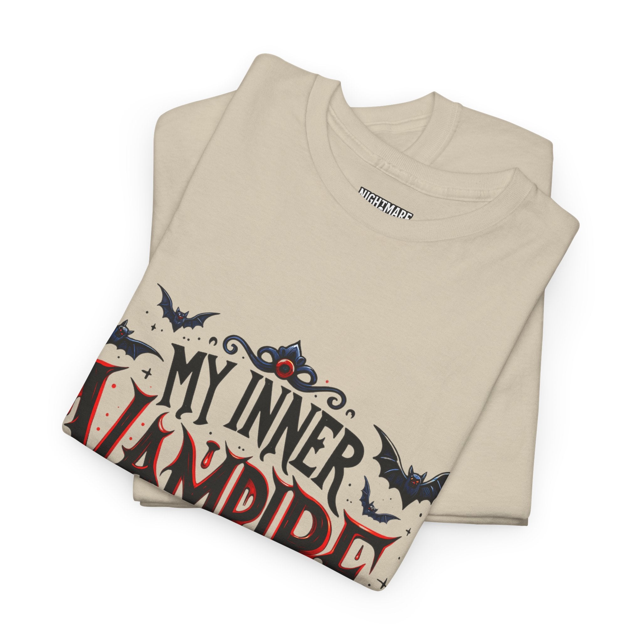 My Inner Vampire Hates Mornings, Tee - Unisex Heavy Cotton Shirt for Halloween, Gifts, Casual Wear, Funny T-Shirt, Vampire Lover Apparel
