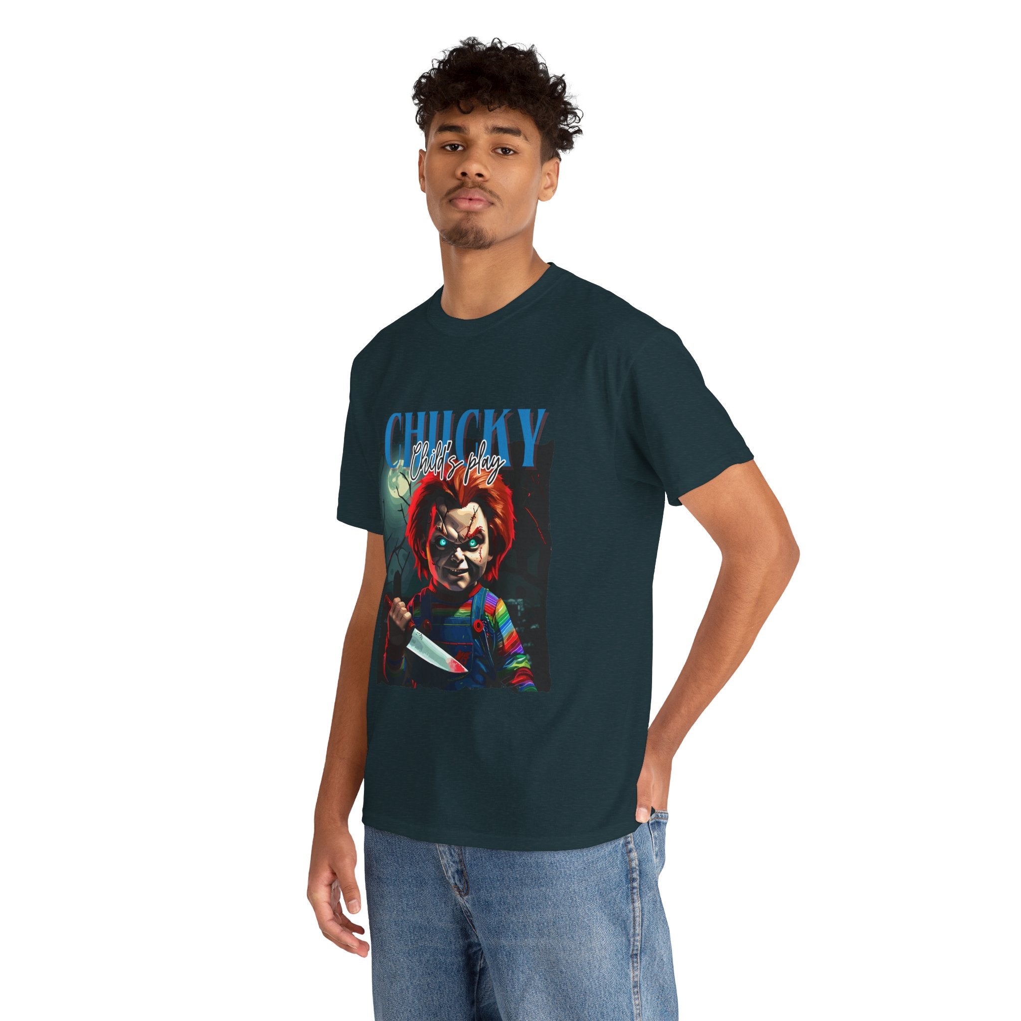 Chucky Horror Graphic Tee, Unisex Cotton Shirt, Halloween Costume, Horror Movie Gift, Spooky T-Shirt, Horror Fan Apparel
