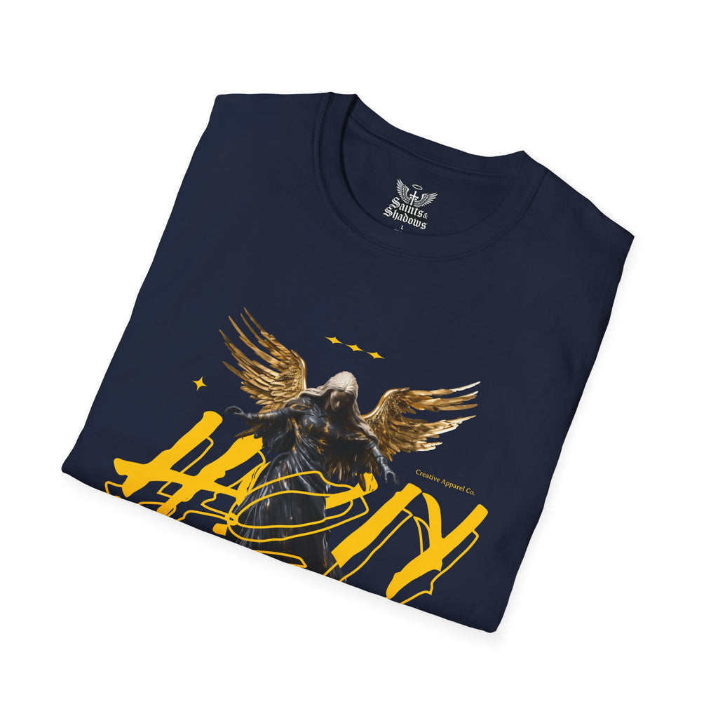Saints and Shadows - Holy Wings, Angelic Artwork Unisex Softstyle T-Shirt, Casual Wear