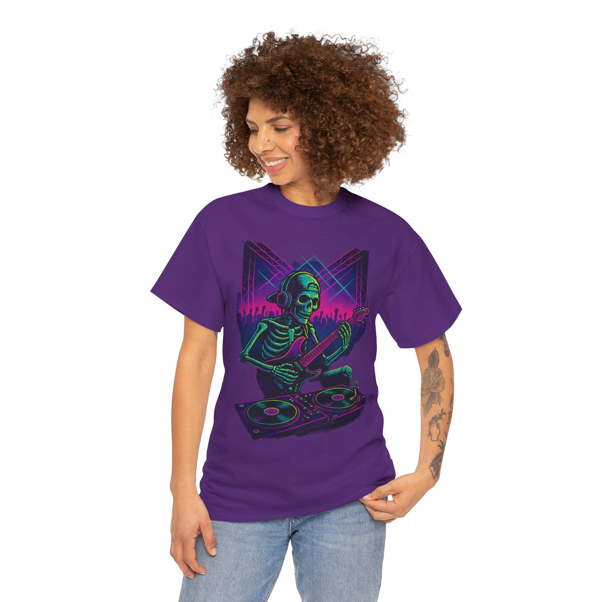 Bone Jams Rockin’ Skeleton, Tee | Loud Enough to Wake the Dead | Unisex Cotton Shirt for Music Lovers, Concerts, Halloween, Gifts