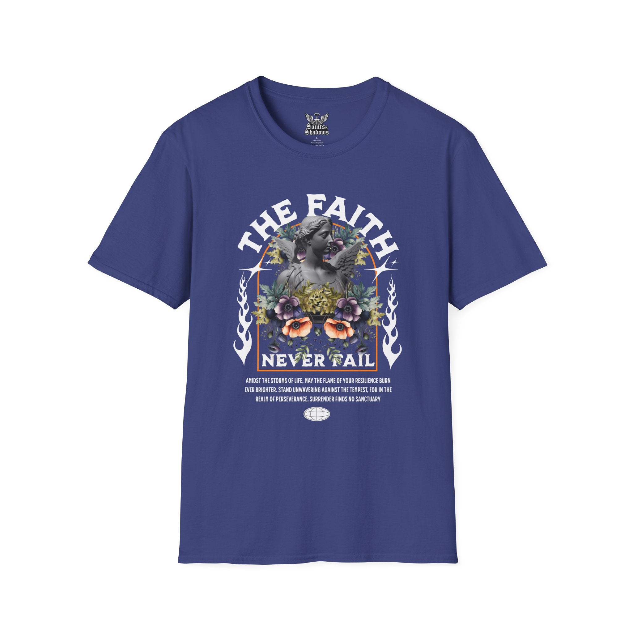 Saints and Shadows - The Faith Never Fail, Angelic Artwork Unisex Softstyle T-Shirt, Casual Wear