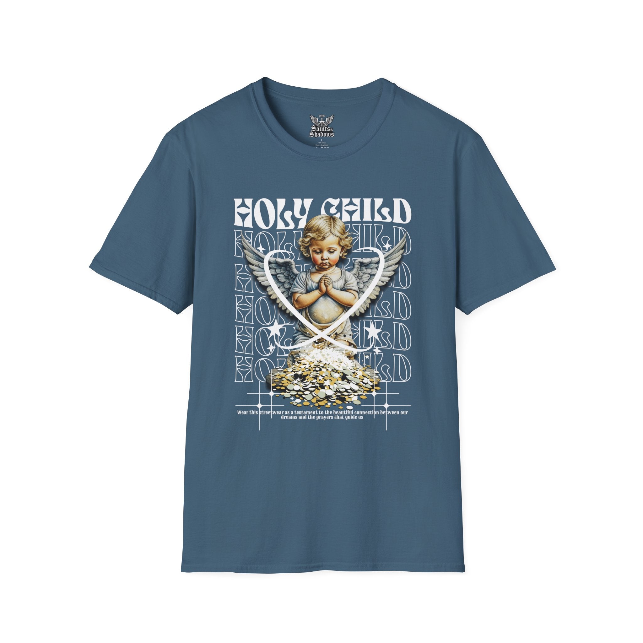Saints and Shadows - Holy Child, Angelic Artwork Unisex Softstyle T-Shirt, Casual Wear