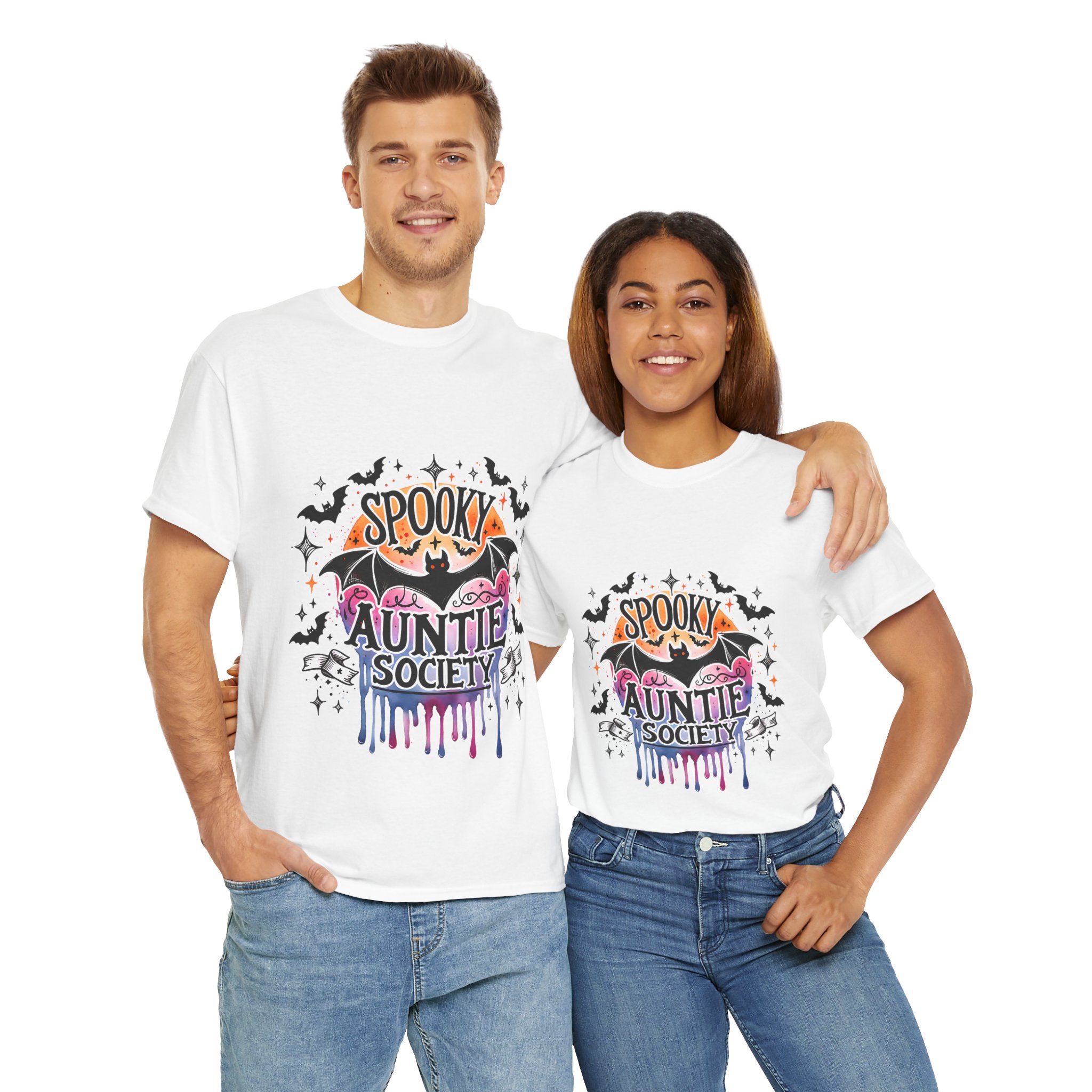 Spooky Auntie Society Tee, Ghost Lovers T-Shirt, Halloween Costume Shirt, Unisex Graphic Tee, Fun Family Gathering Apparel