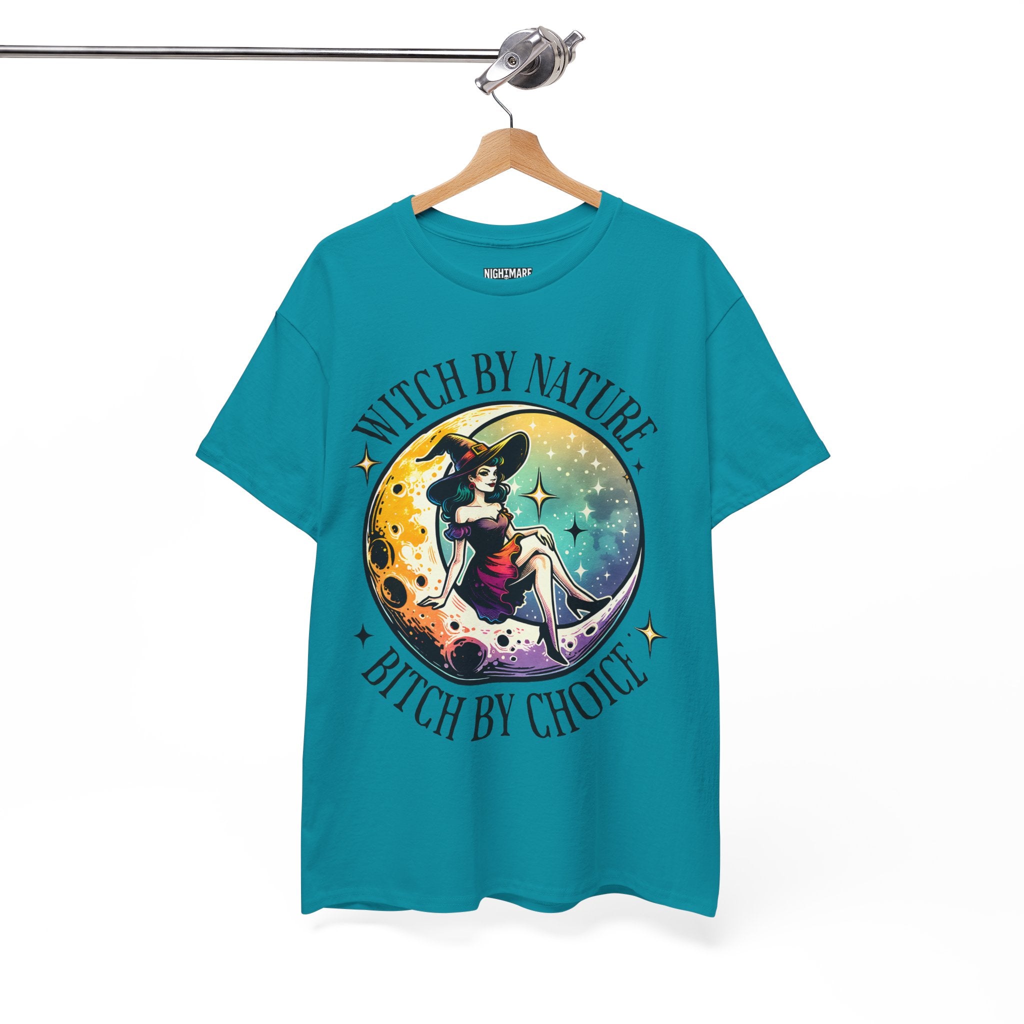 Witchy Cotton Tee - "Witch by Nature, Bitch by Choice" | Unisex Tee for Spooky Season, Boho Fashion, Festival Wear, Gift for Witches