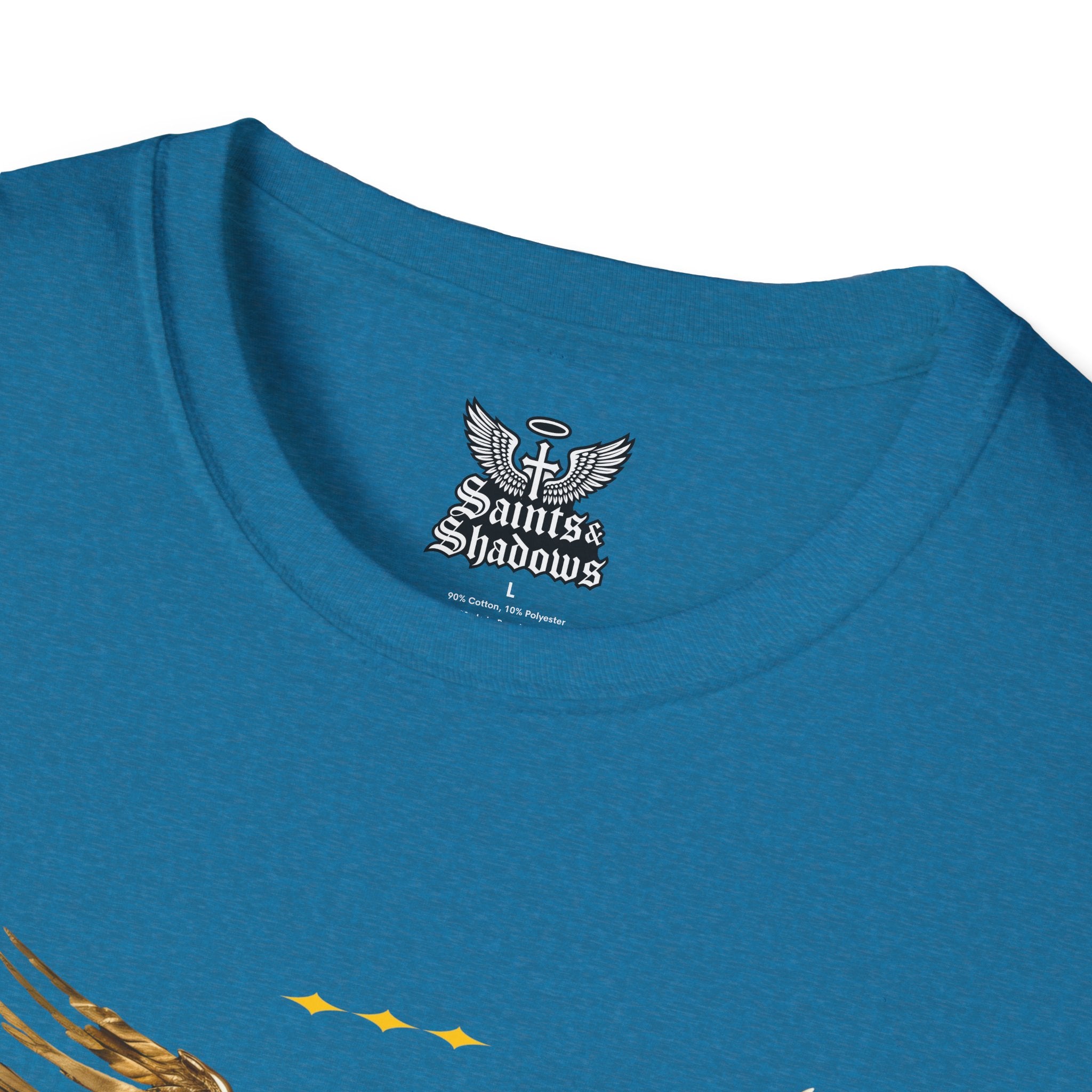 Saints and Shadows - Holy Wings, Angelic Artwork Unisex Softstyle T-Shirt, Casual Wear