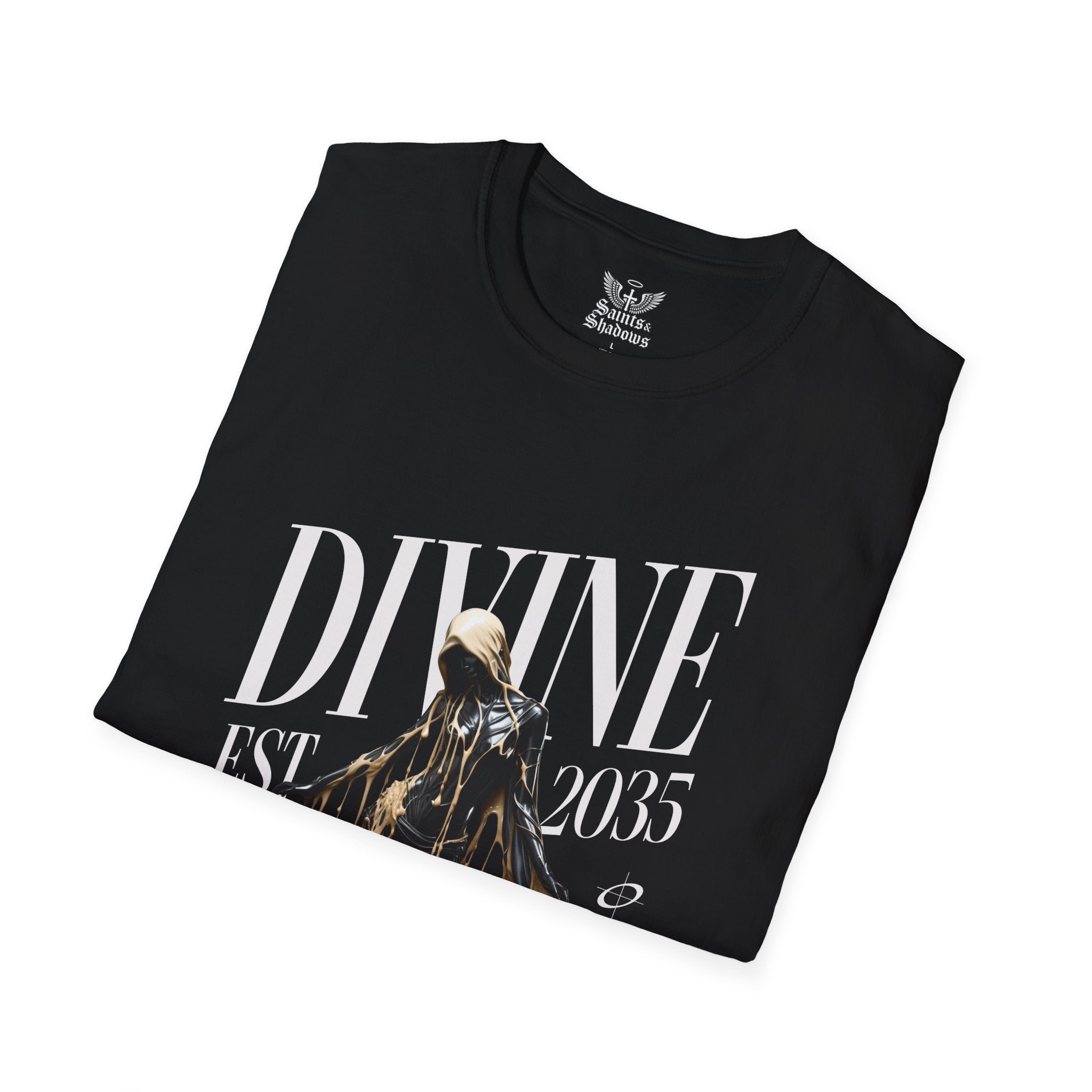Saints and Shadows - Divine, Angelic Artwork Unisex Softstyle T-Shirt, Casual Wear