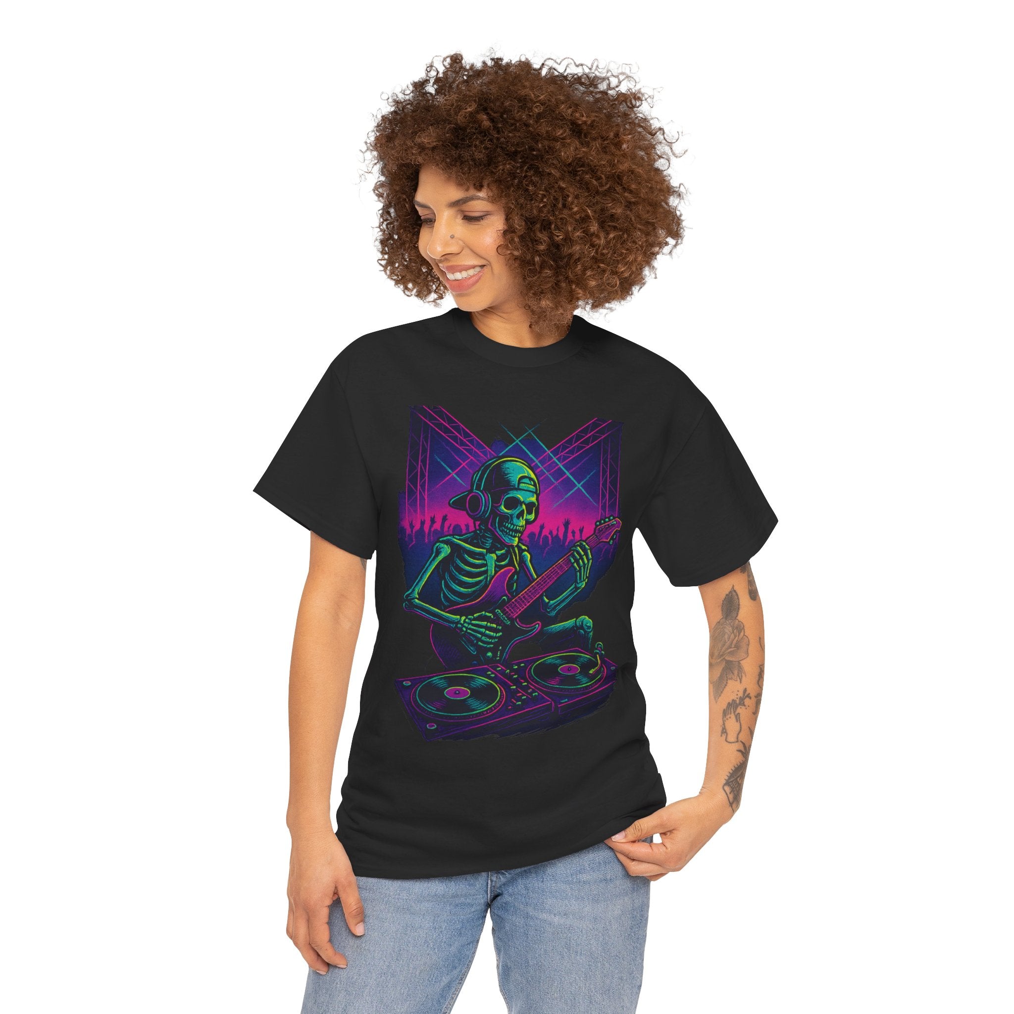 Bone Jams Rockin’ Skeleton, Tee | Loud Enough to Wake the Dead | Unisex Cotton Shirt for Music Lovers, Concerts, Halloween, Gifts