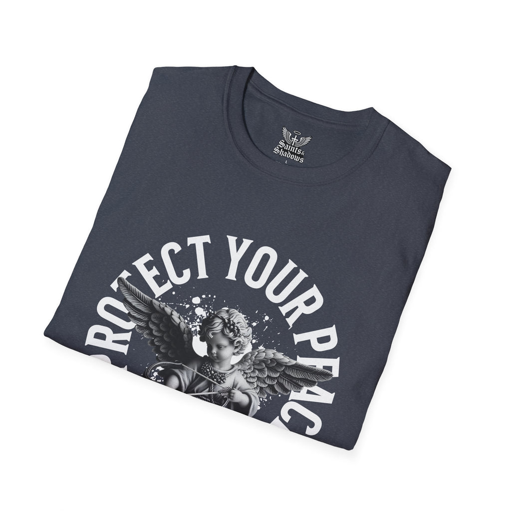 Saints and Shadows - Protect Your Peace, Angelic Artwork Unisex Softstyle T-Shirt, Casual Wear